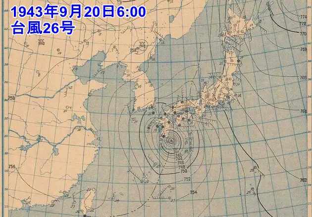 昭和18年台風26号　進路図.jpg.webp